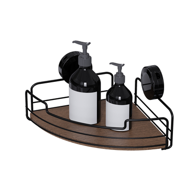 kopen Metalen badkamer organisator Wand gemonteerde douche caddy met zuigbeker en functioneel ontwerp online vervaardiging