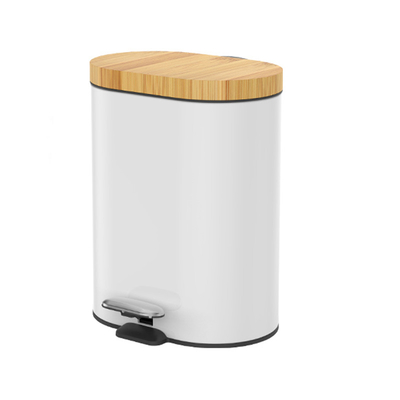 kopen Huis 6L Bamboe Lid Voet Pedal vuilnisbak Ovale vorm Rolling Cover Type online vervaardiging