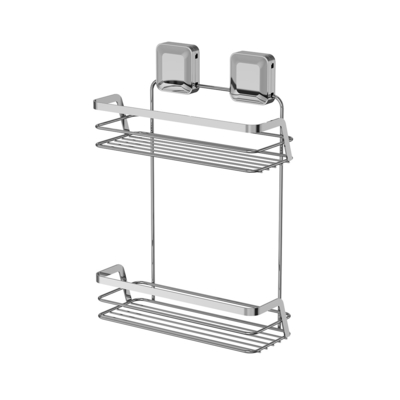kopen Roestvrij staal badkamer douche caddy, dubbele laag zuigbeker tray rack online vervaardiging