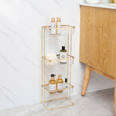 kopen Staande metalen hoekplank badkamer Caddy 3 niveaus handig modern online vervaardiging