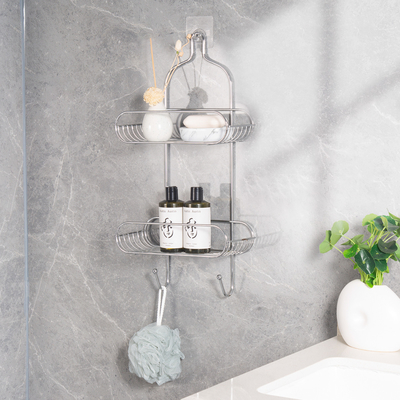 kopen 2 tier badkamer organisator kleine hangende douche caddy roestvrij staal online vervaardiging