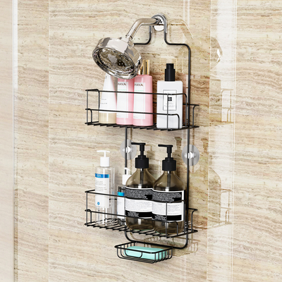 kopen Duurzaam 2 Tier Iron Wire Rack Badkamerplank met haken en hangend ontwerp online vervaardiging