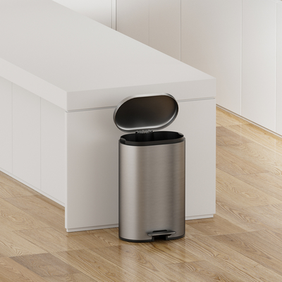 kopen Stijlvolle 50 liter capaciteit Pedal Bin Met Soft Close functie En afgeronde rechthoekige vuilnisbak Roestvrij staal materiaal online vervaardiging