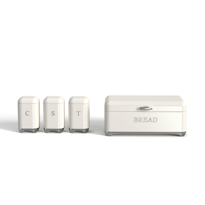 kopen Opbergoplossing Crown Series Metal Bread Bin Set Thee blik koffie blik Keukenopslag Bread containers Keuken organisator blik online vervaardiging