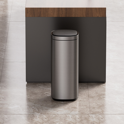 kopen 50L grote capaciteit roestvrij staal smart sensor bin duurzaam en rollend deksel type voor een handige afvalverwijdering online vervaardiging