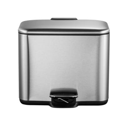 kopen 3L*2 Recycling Bins 2 divisie roestvrij staal Pedal Bin Rolling Cover Type huishoudelijk vuilnisbakje met vingerafdrukbewijs online vervaardiging