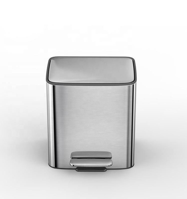 kopen Zilveren rollend deksel type 11.5L*2 roestvrij staal zacht dicht vierkant pedaal vuilnisbak voor recycling en afvalinzameling online vervaardiging
