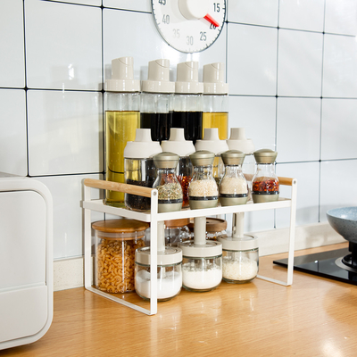 kopen Garderobe organisator lades Multifunktioneel Compact Keuken organisator Spice Rack Houten handvat Metalen Keuken opslagrek online vervaardiging
