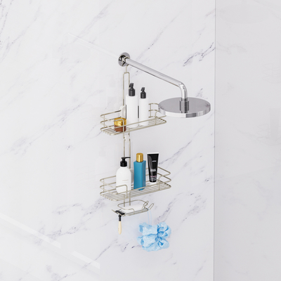 kopen verstelbare Douche Caddy Hangende Badkamer Douche Hoofd Rack Organisator Douche Schap voor Binnen Douche Geen Boor Racks Over online vervaardiging