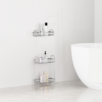 kopen Niet-boren Wandgebouwde Douche Caddy roestvrij staal Gemakkelijk te installeren Ruimtebesparende organisator Rack voor Badkamer douche organisatoren online vervaardiging
