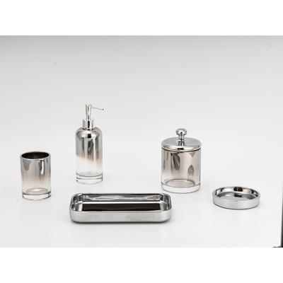 kopen Zilveren Kleur Stijlvol Glas Zeep Dispenser Foam Dispenser Tandborstel Houder Badkamer Accessoires Set online vervaardiging