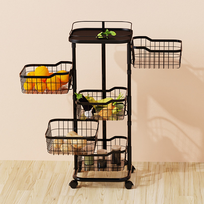 3 4 5 Tiers Verstelbare roterende opslag trolley cart voor keuken badkamer opslag