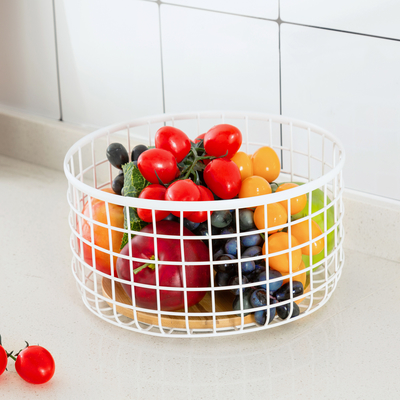 Hout handvat ijzeren draad Fruit and Vegetable Basket voor moderne keuken organisatie