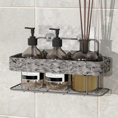 Geen boren Badkamer opslagoplossing Muur gemonteerd geweven mand ijzeren draad douche caddy