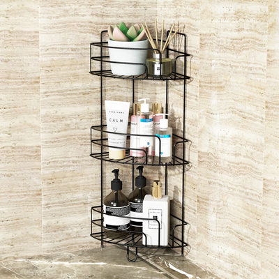 Drie-laag ijzeren draad rek badkamer hoek plank douche caddy keep sundries netjes
