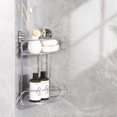 Roestvrij staal badkamer douche caddy 2 niveaus muur gemonteerd geen boren aanpasbaar