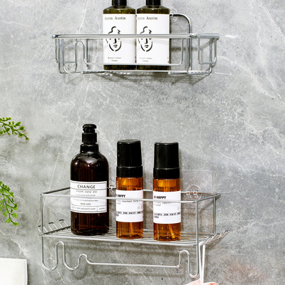 Eenvoudige laag metalen badkamer douche Caddy handdoek opslagplank Bolt Invoegtype