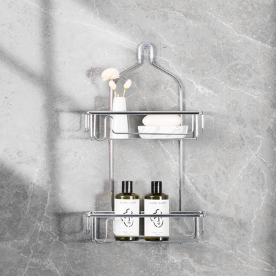 Staal hangende badkamer douche caddy, Dual Tier douche rack organisator