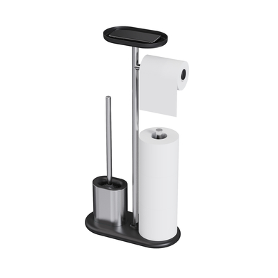 Compact badkamerpapierhouder van roestvrij staal TPR toiletborstelhouder SET Duurzaam toiletborstel weefselhouder