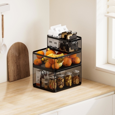 Mesh Steel Storage Baskets Organisator Containers Voor Huis Kasten Pantry Kasten Keuken Koelkast Fruit Make-up Metalen Draadmand