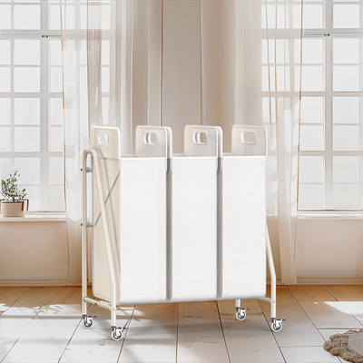 3 divisie KD structuur metaaldraad wasmand met wielen wasmand