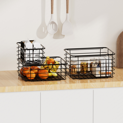 Household Storage Baskets For Home Cabinet Pantry Closet Keuken Koelkast Fruit Makeup Metalen Draadmand