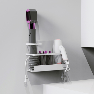 Wand gemonteerde magnetische aantrekkingskracht douchestafel zonder boren badkamer organisator haardroger en curling Iron organisator
