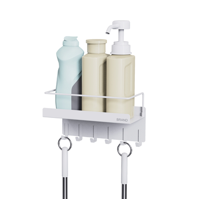 Huishoudelijke magnetische aantrekkingskracht Doucherek met handdoekhouder zonder boren Badkamer organisator Wand gemonteerde douche caddy