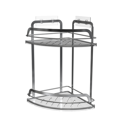 Huishoudelijk Stylish metalen badkamer organisator Zuigbeker IJzer Draad Rack Roestvrij staal Geen boren Wand gemonteerd douche caddy