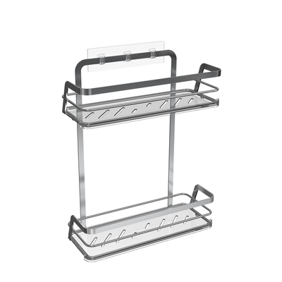 Stijlvol Huishoudelijk metaal Badkamer organisator Zuigbeker IJzer Draad Rack Roestvrij staal Geen boren Wand gemonteerde douche caddy