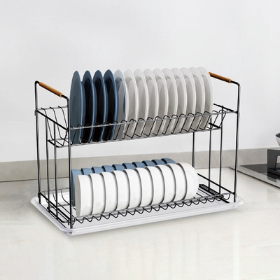 2 Tiers Metalen Keukenkist Droogrek IJzeren Kist Drainer Rack Organisator