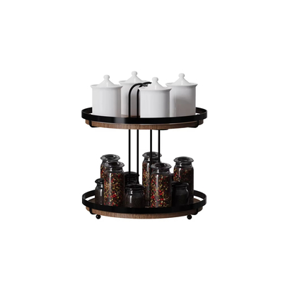 2 Tiers Staande Houten element Mdf Ronde Huishoudelijke Multifunctioneel Stijlvol Metalen Keuken Organisator Kruiden Organisator