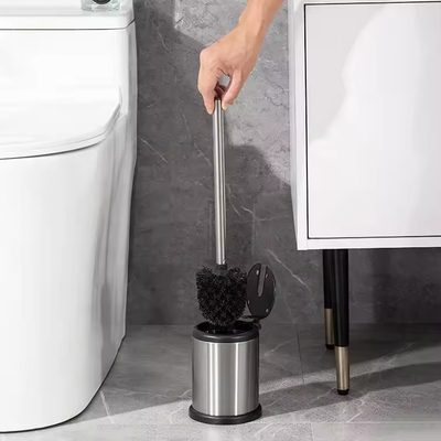 Economisch roestvrijstalen toiletborstel met makkelijke automatische open houder en antibacteriële PP-borstelfilament