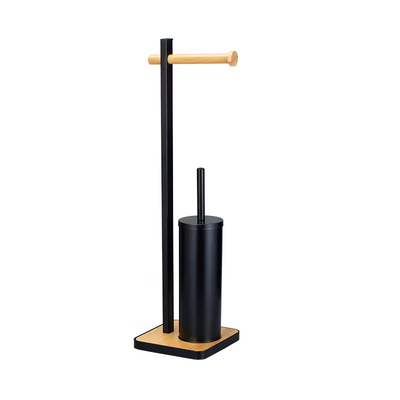 21*18*67cm Multifunktioneel Matt Wit Toilet Roll Holder Stand En Bamboe Toilet Brush Set Met Moderne Design Voor U