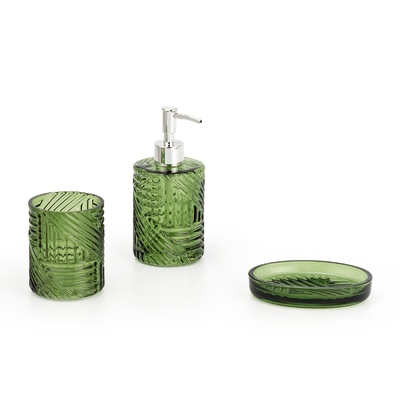 gesneden Style Glas Zeep Foam Dispenser Tandborstel Houder Badkamer Accessoires Set