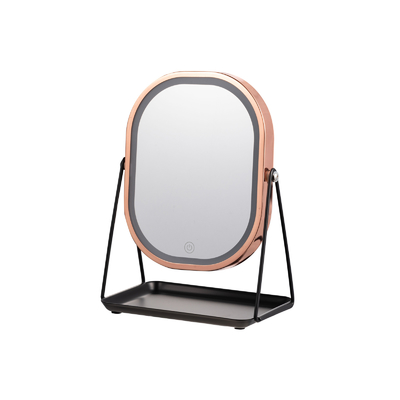 Eenvoudige led licht countertop make-up spiegel met juwelenbak