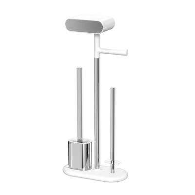 Stylish ontmantelde roestvrij staal toiletborstel en toiletpapierhouder voor badkamer met diverse organisator rek