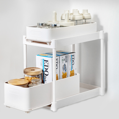 Gemakkelijke en praktische uittrekbare multifunctionele keukenorganisator 1 kg Hoeveelheid 2 containers