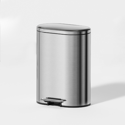 Zacht dicht Pedal Bin 30L Stijlvolle ovaal roestvrij staal Huishoudelijke vuilnisbak met anti-vingerafdruk afgerond rechthoekige vuilnisbak